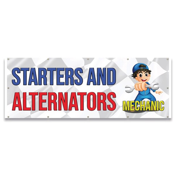 Starters And Alternators Mechanic Banner Concession Stand Food Truck Single Sided